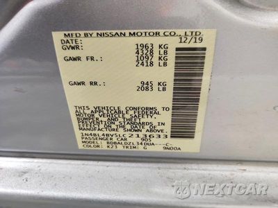 Zdjęcie 12 z 12 samochodu: 2020 NISSAN ALTIMA S VIN:1N4BL4BV5LC213633 - miniatura
