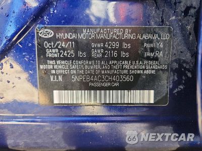 Zdjęcie 12 z 12 samochodu: 2012 HYUNDAI SONATA GLS VIN:5NPEB4AC3CH403560 - miniatura