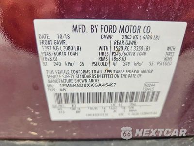 Zdjęcie 13 z 13 samochodu: 2019 FORD EXPLORER XLT VIN:1FM5K8D8XKGA45497 - miniatura