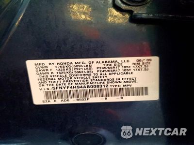 Zdjęcie 13 z 13 samochodu: 2010 HONDA PILOT TOURING VIN:5FNYF4H94AB008312 - miniatura