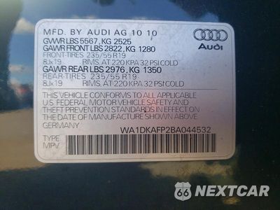 Zdjęcie 12 z 12 samochodu: 2011 AUDI Q5 PREMIUM PLUS VIN:WA1DKAFP2BA044532 - miniatura