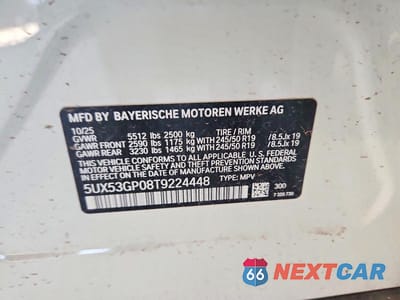 Zdjęcie 12 z 12 samochodu: 2026 BMW X3 30 XDRIVE VIN:5UX53GP08T9224448 - miniatura