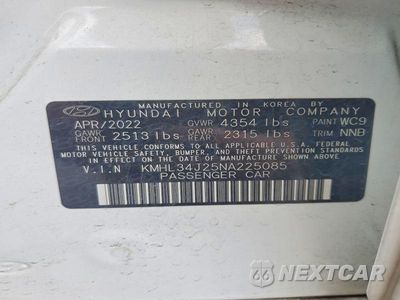 Zdjęcie 12 z 12 samochodu: 2022 HYUNDAI SONATA LIMITED VIN:KMHL34J25NA225085 - miniatura
