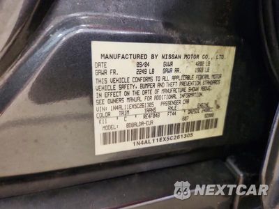 Zdjęcie 12 z 12 samochodu: 2005 NISSAN ALTIMA 2.5 VIN:1N4AL11EX5C261305 - miniatura