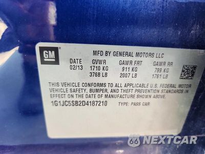 Zdjęcie 12 z 12 samochodu: 2013 CHEVROLET SONIC LT VIN:1G1JC5SB2D4187210 - miniatura