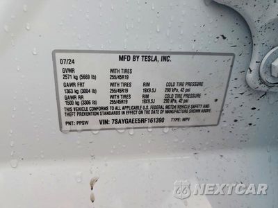 Zdjęcie 12 z 12 samochodu: 2024 TESLA MODEL Y VIN:7SAYGAEE5RF161390 - miniatura