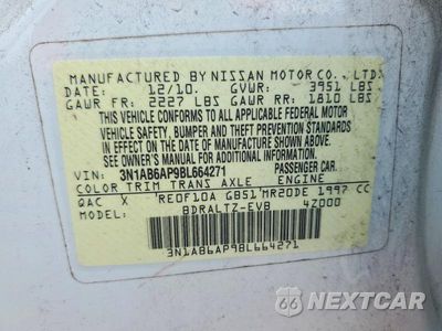 Zdjęcie 13 z 13 samochodu: 2011 NISSAN SENTRA 2.0 VIN:3N1AB6AP9BL664271 - miniatura