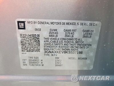 Zdjęcie 13 z 13 samochodu: 2019 CHEVROLET EQUINOX LT VIN:3GNAXKEV8KS537198 - miniatura