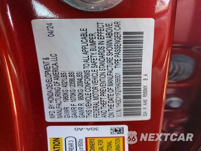 Zdjęcie 12 z 12 samochodu: 2024 HONDA ACCORD LX VIN:1HGCY1F27RA056501 - miniatura