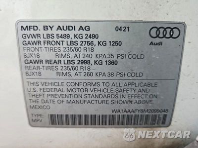 Zdjęcie 14 z 14 samochodu: 2021 AUDI Q5 PREMIUM VIN:WA1AAAFY8M2099045 - miniatura