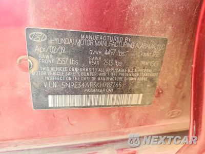 Zdjęcie 13 z 13 samochodu: 2019 HYUNDAI SONATA SEL VIN:5NPE34AF3KH787765 - miniatura