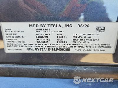 Zdjęcie 12 z 12 samochodu: 2020 TESLA MODEL S VIN:5YJSA1E45LF400360 - miniatura