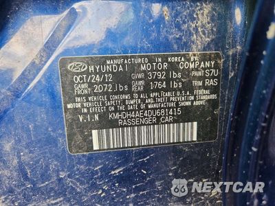 Zdjęcie 12 z 12 samochodu: 2013 HYUNDAI ELANTRA GLS VIN:KMHDH4AE4DU681415 - miniatura