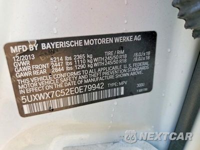 Zdjęcie 13 z 13 samochodu: 2014 BMW X3 XDRIVE35I VIN:5UXWX7C52E0E79942 - miniatura
