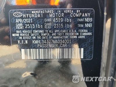 Zdjęcie 13 z 13 samochodu: 2021 HYUNDAI SONATA HYBRID SEL VIN:KMHL34JJ7MA034001 - miniatura
