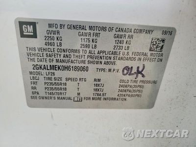 Zdjęcie 13 z 13 samochodu: 2017 GMC TERRAIN SLE VIN:2GKALMEK0H6189060 - miniatura