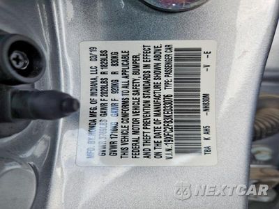 Zdjęcie 13 z 13 samochodu: 2019 HONDA CIVIC SPORT VIN:19XFC2F83KE033076 - miniatura