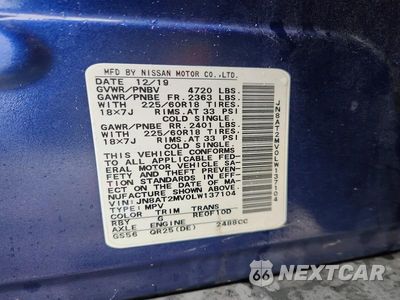 Zdjęcie 14 z 14 samochodu: 2020 NISSAN ROGUE SV VIN:JN8AT2MV0LW137104 - miniatura