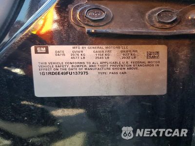 Zdjęcie 12 z 12 samochodu: 2015 CHEVROLET VOLT VIN:1G1RD6E49FU137975 - miniatura