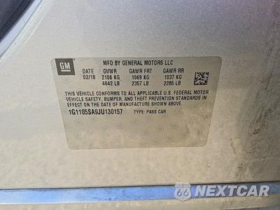 Zdjęcie 12 z 13 samochodu: 2018 CHEVROLET IMPALA LT VIN:1G1105SA9JU130157 - miniatura