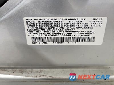 Zdjęcie 12 z 12 samochodu: 2013 HONDA RIDGELINE RTS VIN:5FPYK1F43DB003843 - miniatura
