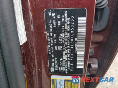 Zdjęcie 12 z 12 samochodu: 2019 KIA OPTIMA LX VIN:5XXGT4L30KG353200 - miniatura