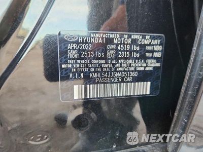 Zdjęcie 12 z 12 samochodu: 2022 HYUNDAI SONATA HYBRID LIMITED VIN:KMHL54JJ5NA051360 - miniatura