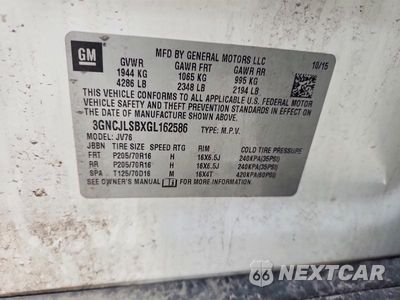 Zdjęcie 13 z 13 samochodu: 2016 CHEVROLET TRAX 1LT VIN:3GNCJLSBXGL162586 - miniatura