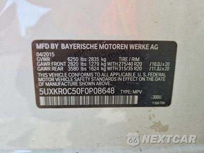 Zdjęcie 13 z 13 samochodu: 2015 BMW X5 XDRIVE35I VIN:5UXKR0C50F0P08648 - miniatura