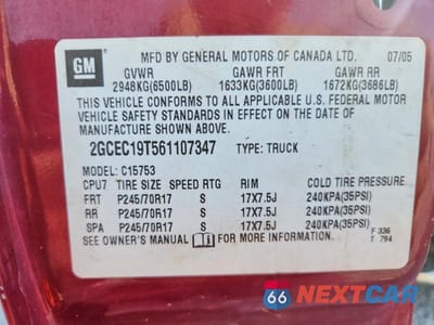 Zdjęcie 12 z 12 samochodu: 2006 CHEVROLET SILVERADO C1500 VIN:2GCEC19T561107347 - miniatura