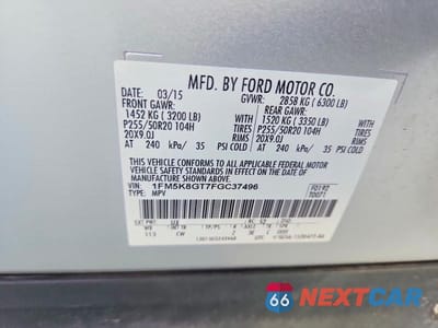 Zdjęcie 13 z 13 samochodu: 2015 FORD EXPLORER SPORT VIN:1FM5K8GT7FGC37496 - miniatura