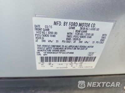Zdjęcie 13 z 13 samochodu: 2015 FORD EXPLORER SPORT VIN:1FM5K8GT7FGC37496 - miniatura