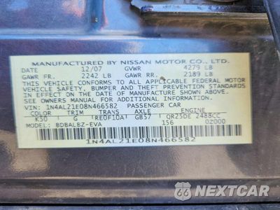 Zdjęcie 12 z 12 samochodu: 2008 NISSAN ALTIMA 2.5 VIN:1N4AL21E08N466582 - miniatura