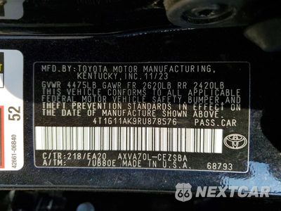Zdjęcie 13 z 13 samochodu: 2024 TOYOTA CAMRY SE VIN:4T1G11AK9RU878576 - miniatura