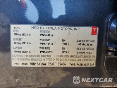 Zdjęcie 12 z 12 samochodu: 2015 TESLA MODEL S VIN:5YJSA1E23FF109486 - miniatura