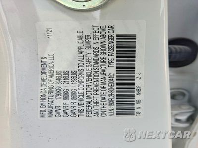 Zdjęcie 12 z 12 samochodu: 2022 HONDA CIVIC SPORT VIN:19XFL2H80NE004152 - miniatura