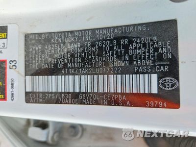Zdjęcie 12 z 12 samochodu: 2020 TOYOTA CAMRY XSE V6 VIN:4T1KZ1AK2LU047222 - miniatura