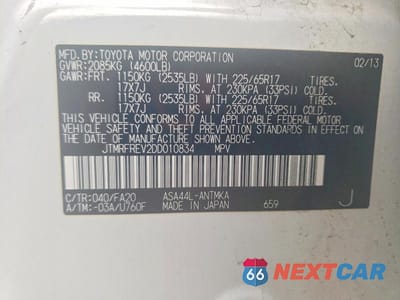 Zdjęcie 12 z 12 samochodu: 2013 TOYOTA RAV4 XLE VIN:JTMRFREV2DD010834 - miniatura