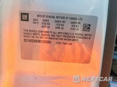 Zdjęcie 12 z 12 samochodu: 2011 CHEVROLET IMPALA LT VIN:2G1WG5EK0B1229369 - miniatura