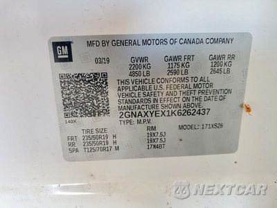 Zdjęcie 13 z 13 samochodu: 2019 CHEVROLET EQUINOX PREMIER VIN:2GNAXYEX1K6262437 - miniatura