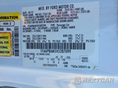 Zdjęcie 12 z 12 samochodu: 2017 FORD MUSTANG VIN:1FA6P8AM5H5287099 - miniatura