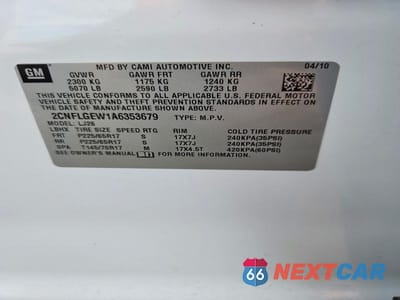 Zdjęcie 13 z 13 samochodu: 2010 CHEVROLET EQUINOX LTZ VIN:2CNFLGEW1A6353679 - miniatura
