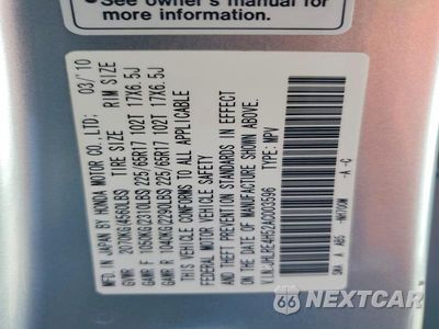 Zdjęcie 25 z 26 samochodu: 2010 HONDA CR-V EX VIN:JHLRE4H52AC003596 - miniatura
