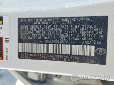 Zdjęcie 12 z 12 samochodu: 2025 TOYOTA CAMRY LE VIN:4T1DAACK0SU570976 - miniatura