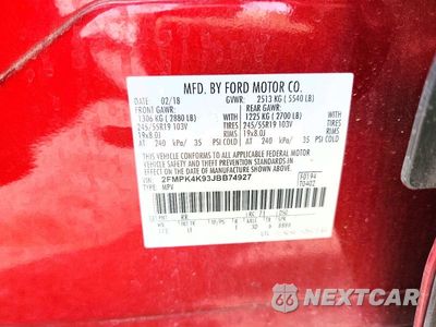 Zdjęcie 14 z 14 samochodu: 2018 FORD EDGE TITANIUM VIN:2FMPK4K93JBB74927 - miniatura