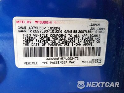 Zdjęcie 13 z 13 samochodu: 2010 MITSUBISHI LANCER GTS VIN:JA32U8FW5AU002472 - miniatura