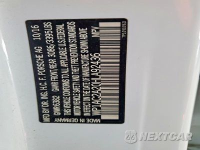 Zdjęcie 13 z 13 samochodu: 2017 PORSCHE CAYENNE TURBO VIN:WP1AC2A20HLA92436 - miniatura