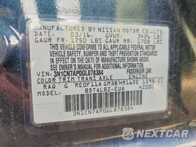 Zdjęcie 12 z 12 samochodu: 2016 NISSAN VERSA 1.6 SV VIN:3N1CN7AP0GL878384 - miniatura
