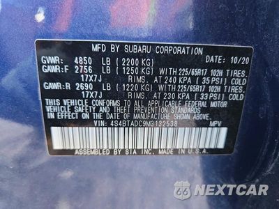 Zdjęcie 13 z 13 samochodu: 2021 SUBARU OUTBACK PREMIUM VIN:4S4BTADC9M3132538 - miniatura