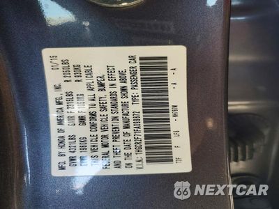Zdjęcie 12 z 12 samochodu: 2015 HONDA ACCORD EX VIN:1HGCR2F71FA099872 - miniatura